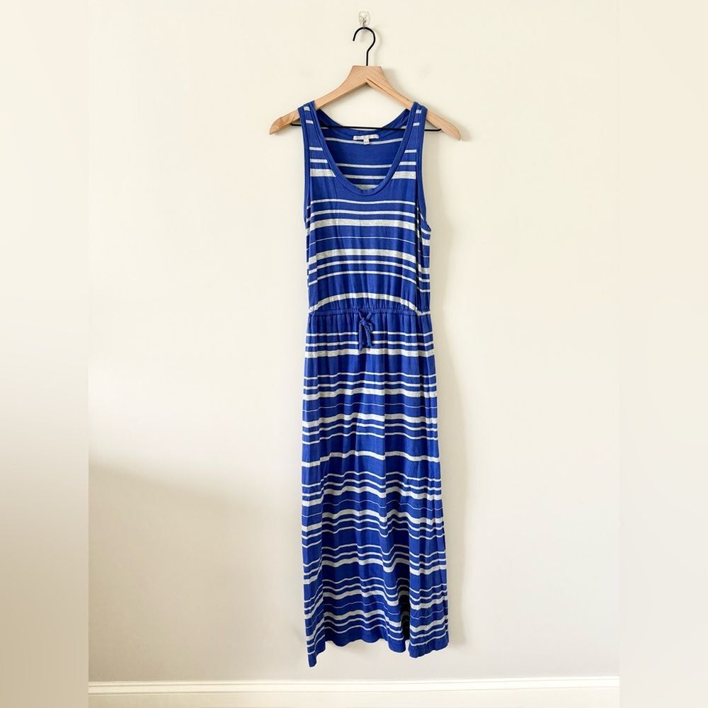 GAP Cotton Blend Sleeveless Maxi Dress in Blue & Gray Stripe - Size XS